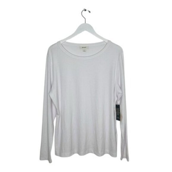 On 34th Womens White Long-Sleeve Crewneck Top Plus Size 1X NWT - Picture 1 of 5